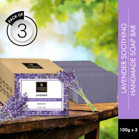 Buy Good Vibes Lavender Soothing Handmade Soap Bar (Pack of 3) - 100g x 3 - Purplle