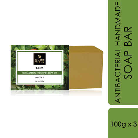 Buy Good Vibes Neem Anti-bacterial Handmade Soap Bar (Pack of 3) - 100g x 3 - Purplle