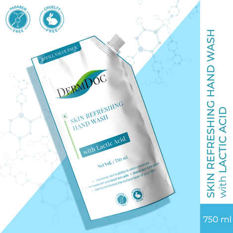 Buy Dermdoc Skin Refreshing Hand Wash With Lactic Acid(Pouch) - 750 ml - Purplle