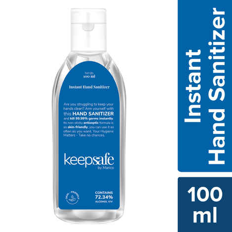 Buy KeepSafe Instant Hand Sanitizer,Instantly Kills 99.99% Germs Without Water,72% Alcohol Based Sanitizer,Non-Sticky,Skin-Friendly,Travel-Pack (100 ml) - Purplle