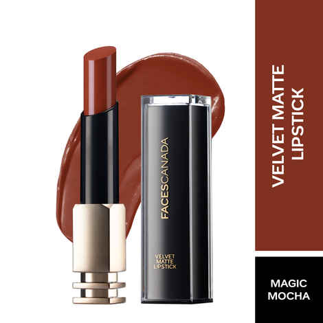 Buy Faces Canada Velvet Matte Lipstick | Vitamin E enriched |Soft Matte finish|Smooth One Stroke Intense Color | Hydrated Lips All Day | Shade - Magic Mocha 3.5g - Purplle