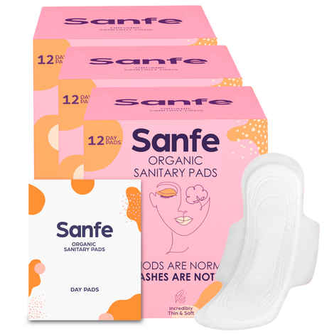 Sanfe Bamboo Sanitary Pads, Ultra-Thin Natural Sanitary Napkins - Day Pads (36 Pads) # SCP005