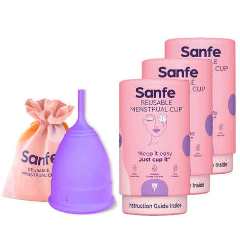 Buy Sanfe Reusable Menstrual Cup with No Rashes, Leakage Or Odor - Premium Design for Women - Large (Pack of 3) # SMC005 - Purplle
