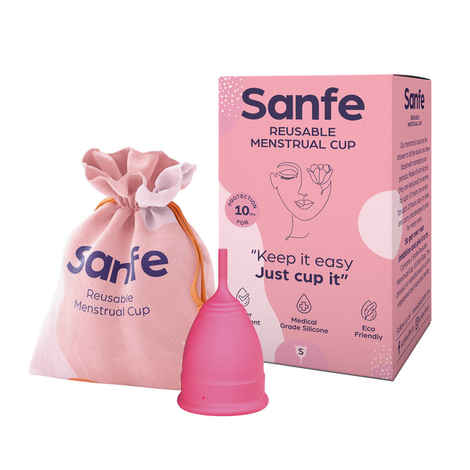 Buy Sanfe Silicone Reusable Menstrual Cup for Women Small Size with Pouch No Leakage & Odor Protection - Purplle