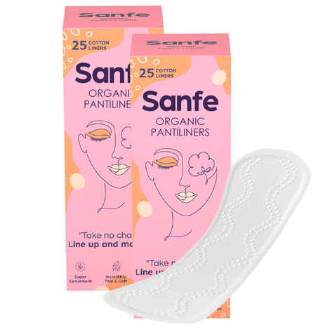 Buy Sanfe Organic Panty Liners for Women | For Protection Against Leakage, Discharge and Rashes-25 Units Pack of 2 - Purplle