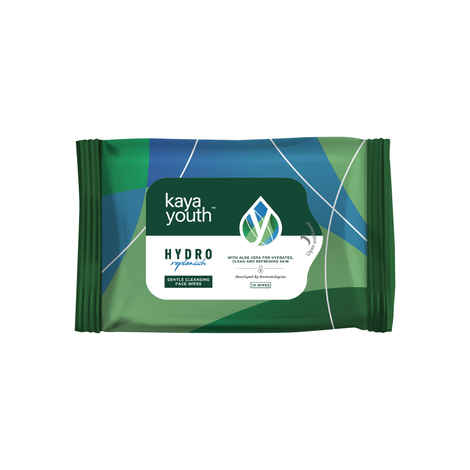 Kaya Youth Hydro Replenish Gentle Cleansing Wet Face Wipes with Aloe Vera, Remove Dirt, Oil, Pollutants,Developed by Dermatologists, Clean & Refreshed Skin, 10 Wipes