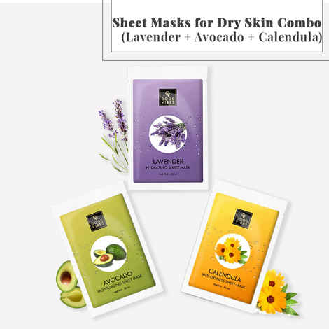 Buy Good Vibes Sheet Masks for Dry Skin Combo (Lavender + Avocado + Calendula) - Purplle