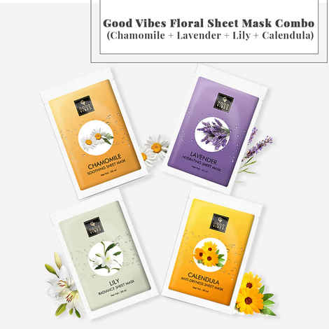 Buy Good Vibes Floral Sheet Mask Combo (Chamomile + Lavender + Lily + Calendula) - Purplle