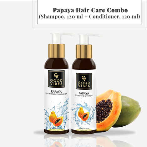 Buy Good Vibes Papaya Refreshing Shampoo, 200 ml + Papaya Hydrating Conditioner, 200 ml Combo - Purplle