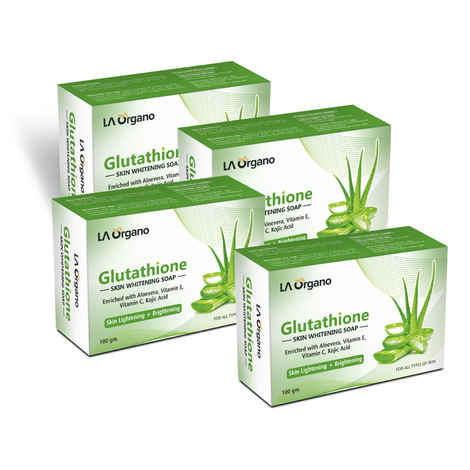 Buy LA Organo Glutathione Aloe Vera Skin Lightening & Brightening Soap For All  Skin Type (100gm) Pack of 4 Online | Purplle