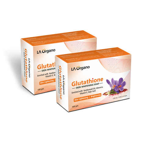 LA Organo Glutathione Kumkumadi Skin Lightening & Brightening Soap For All Skin Type (100gm) Pack of 2