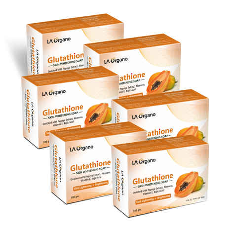 Buy LA Organo Glutathione Papaya Skin Lightening & Brightening Soap For All Skin Type (100gm) Pack of 6 - Purplle