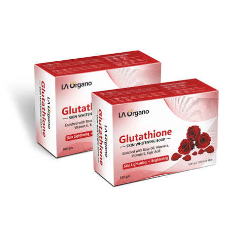 LA Organo Glutathione Rose Skin Lightening & Brightening Soap For All Skin Type (100gm) Pack of 2