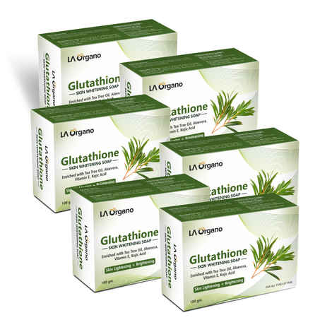 Buy LA Organo Glutathione Teatree Skin Lightening & Brightening Soap For All Skin Type (100gm) Pack of 6 - Purplle