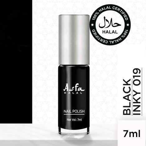 Buy Asfa Halal Hi Shine Nail Polish Black Inky 019 (7 ml) - Purplle