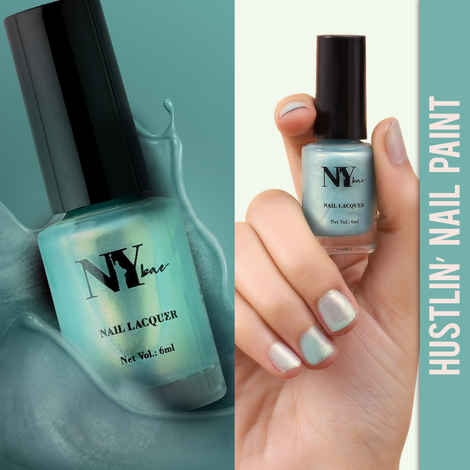 Buy NY Bae Hustlin' Nail Lacquer - Aquaholic Glow 5 (6 ml) | Blue | Glossy Finish | Highly Pigmented | Rich Shine | Chip Resistant | Long lasting | Quick Drying | Streak-free Application | Cruelty Free - Purplle
