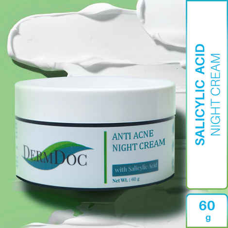 Buy DermDoc Salicylic Acid Anti Acne Night Cream (50 g)|For Oily and Acne Prone Skin|Moisturizing Cream, Absorbs Evenly, Restricts Oil Production, Reduces and controls Acne & Blackheads|Paraben Free, Sulfate Free, Cruelty Free - Purplle