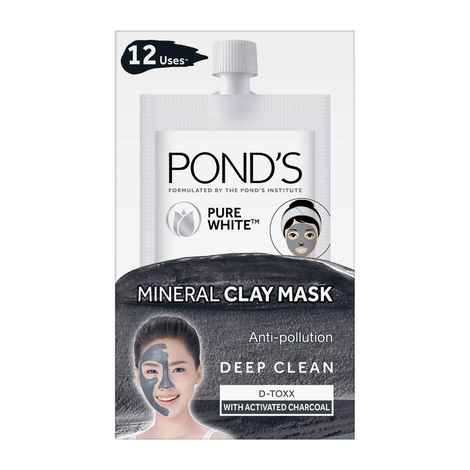 Buy Pond's Pure White Anti-Pollution Activated Charcoal Mineral Clay Mask 8 g (Pack of 6) - Purplle
