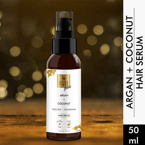 Buy Good Vibes Plus Argan + Coconut - Frizz Free + Nourishing Hair Serum (50 ml) - Purplle