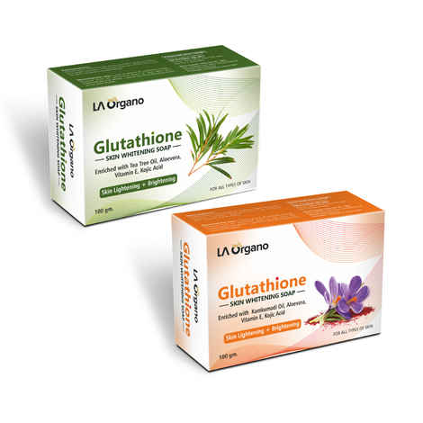 Buy LA Organo Glutathione Skin Whitening Soap with Tea Tree Oil, Kojic Acid + Glutathione Kumkumadi Soap for Skin Whitening with Aloe Vera Skin Lightening and Brightening (Pack of 2) - Purplle