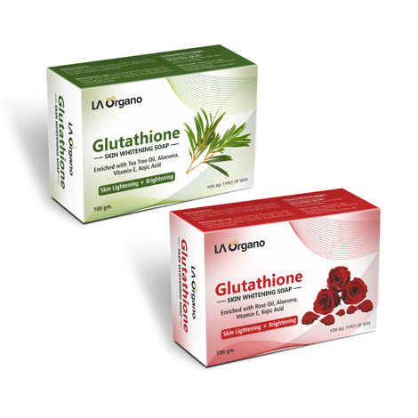 Buy LA Organo Glutathione Skin Whitening Soap with Tea Tree Oil, Kojic Acid + Glutathione Rose Soap for Skin Whitening with Aloe Vera for Skin Lightening and Brightening (Pack of 2) - Purplle
