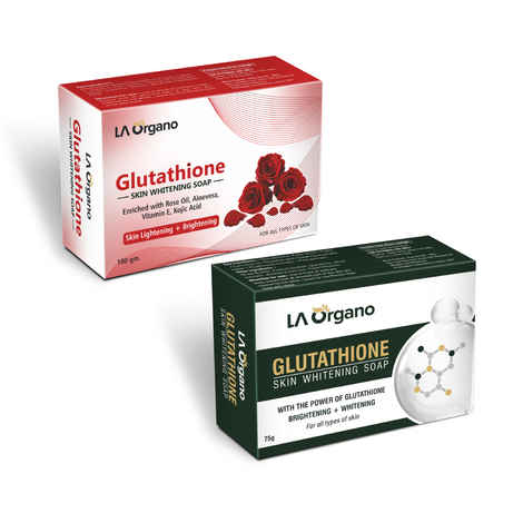 LA Organo Glutathione Soap for Skin Whitening with Rose, Aloe Vera, Kojic Acid + Glutathione Soap for Dark Skin Lightening and Brightening (Pack of 2)