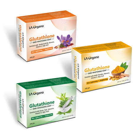 Reviews of LA Organo Skin Whitening Soaps  Glutathione Kumkumadi Skin  Whitening Soaps for Dark Skin + Glutathione Haldi Chandan Soap for Face  Whitening + Glutathione Neem Tulsi Skin Lightening and Brightening,100g