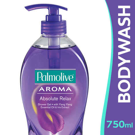 Palmolive Body Wash Aroma Absolute Relax Shower Gel with 100% Natural Ylang Ylang Essential Oil & Iris Extracts (750 ml) Pump