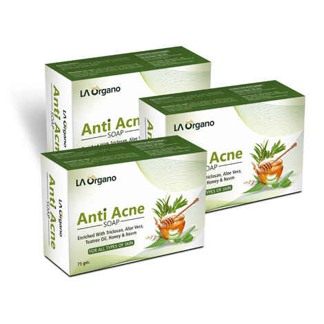 Buy LA Organo Anti Acne Soap For Remove Acne, Blemishes, Scars, Pimples, Dark Spots for All Skin Type (75 g) (Pack of 3) - Purplle