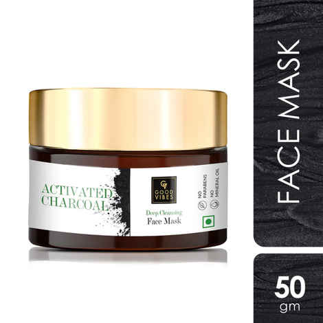 Good Vibes Activated Charcoal Deep Cleansing Face Mask | Anti-Acne, Softening | With Liquorice | No Parabens, No Sulphates, No Mineral Oil (50 gm)