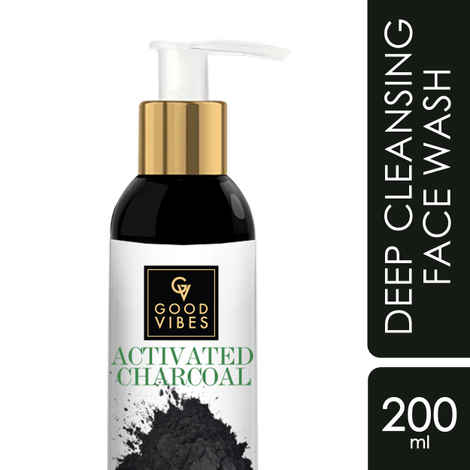 Buy Good Vibes Activated Charcoal Deep Cleansing Face Wash | Deep Pore Cleansing, Purifying | No Parabens, No Mineral Oil, No Animal Testing (200 ml) - Purplle