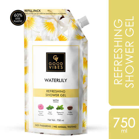 Buy Good Vibes Refreshing Shower Gel (Body Wash) - Waterlily value pack -( 750 ml) - Purplle