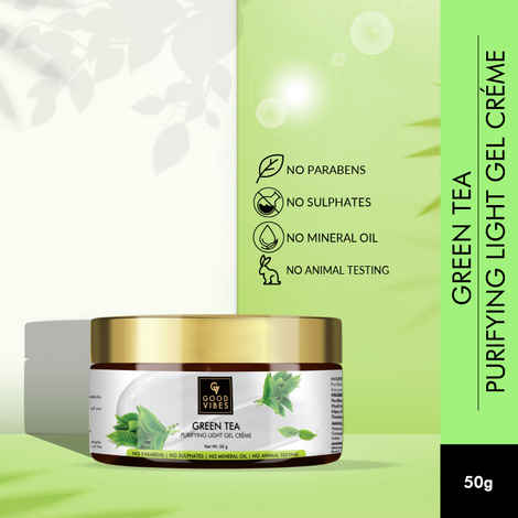 Buy Good Vibes Green Tea Purifying Light Gel Cream (50 g) - Purplle