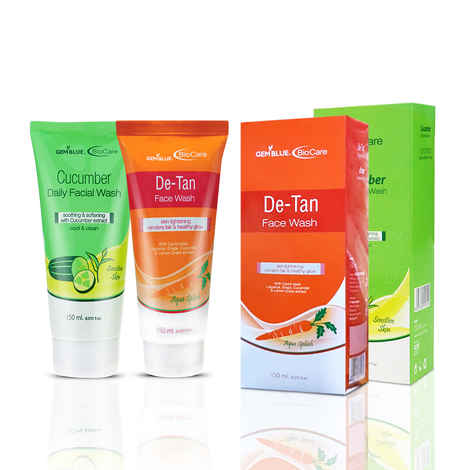 Buy Gemblue Biocare Cucumber Daily Face Wash, (150 ml)+Gemblue Biocare De Tan Face Wash, (150 ml) - Purplle