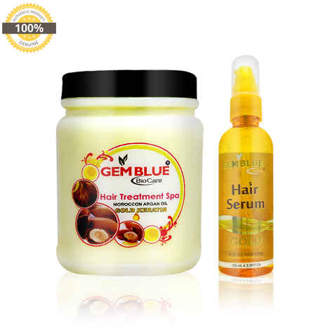 Gemblue Biocare Hair Spa 1000Ml Brazilian Keratin+Gemblue Biocare Gold Serum, 100Ml