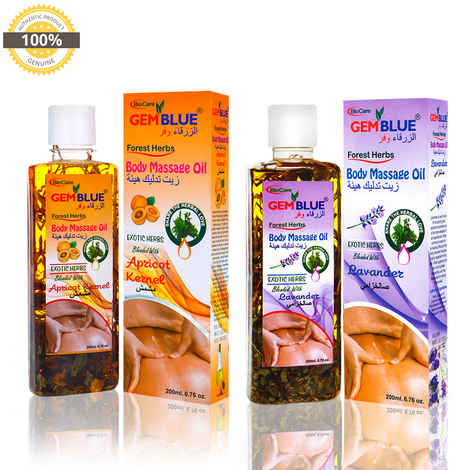 Buy Gemblue Biocare Apricot Massage Oil (200 ml)+ Lavender Massage Oil (200 ml) - Purplle