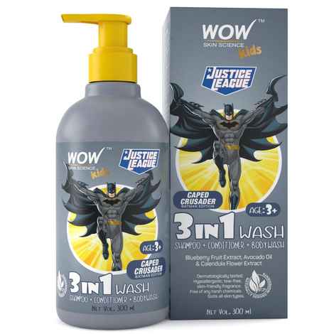 Buy WOW Skin Science Kids 3 in 1 Wash - Shampoo + Conditioner + Body Wash - Caped Crusader Batman Edition (300 ml) - Purplle