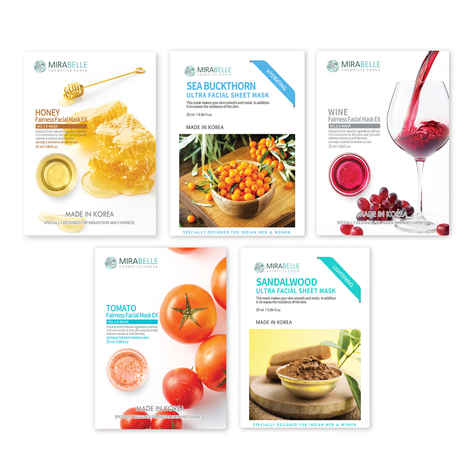 Buy Mirabelle Korea Oily Skin Ex Facial Sheet Mask Pack Of 5 (25 ml) - Purplle