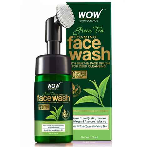 Buy WOW Skin Science Green Tea Foaming Face Wash with Built-In Face Brush (100 ml) - Purplle