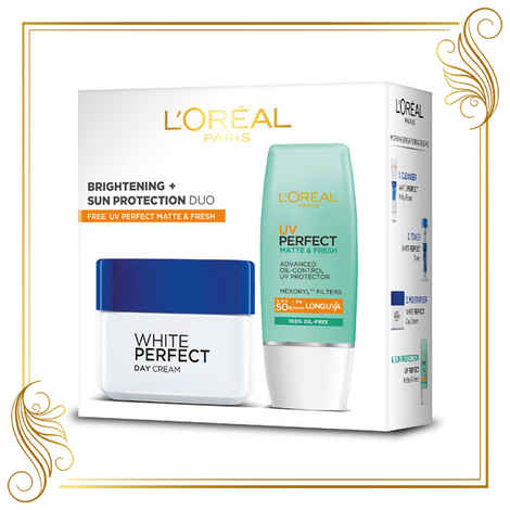 Buy L'Oreal Paris White Perfect Day Cream SPF 17 Pa++ (50 ml) And Uv Perfect Matte And Fresh SPF 50+ Pa++++ (30 ml) Free - Purplle