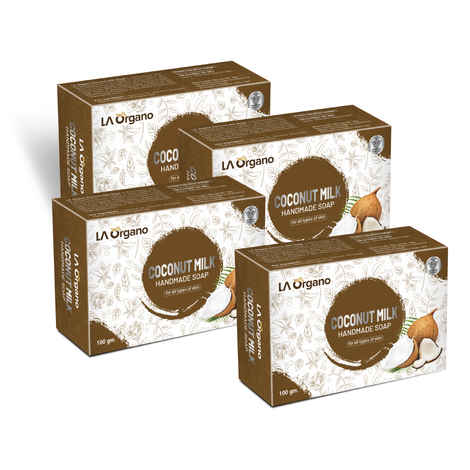 LA Organo Coconut Milk Handmade Natural Bath Soap (100 g) (Pack of 4)