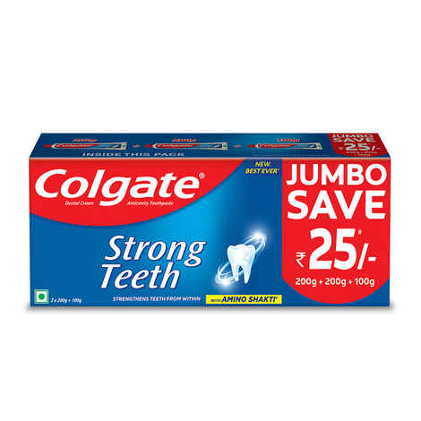 Buy Colgate Strong Teeth : India's No.1 Toothpaste | Anticavity Toothpaste With Amino Shakti Formula - 500g, 2x200g + 100g - Purplle