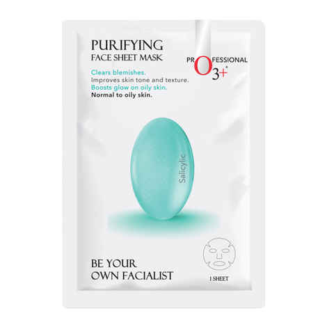 Buy O3+ Facialist Purifying Face Sheet Mask with Salicylic Acid for Acne, Oil & Blemish Control Ideal for Oily & Normal Skin Types (2 Pcs, 30g+30g) - Purplle