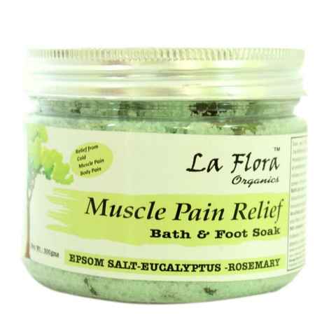 Buy La Flora Organics Muscle Pain Relief-Detox Bath & Foot Soak with Epsom Salt,Eucalyptus, Rosemary,Lemongrass (300 g) - Purplle