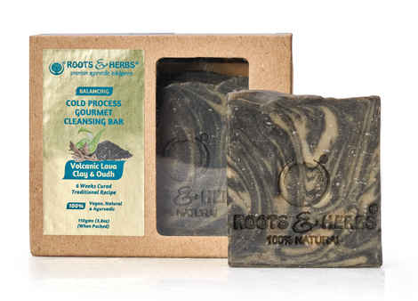 Buy Roots & Herbs Volcanic Lava Clay & Oudh Cold Process Gourmet Cleansing Bar (110 g) - Purplle