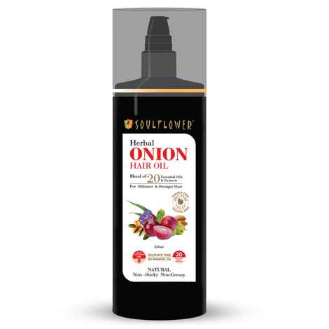 Buy Soulflower Herbal Onion Hair Growth Oil Blend of 20 Essential Oils & Extract, For Silkiness & Stronger Hair, 220ml - Purplle