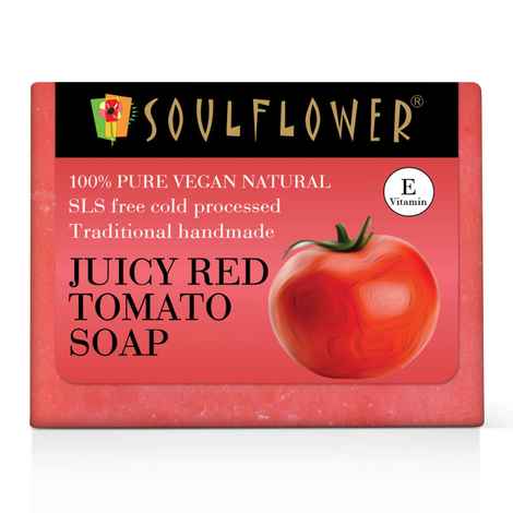 Buy Soulflower Juicy Red Tomato Soap for suntan-free, bright & glowing skin, 100% Pure & Natural, SLS Free, Cold Processed, 150g - Purplle