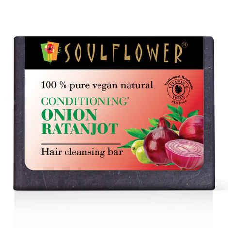 Buy Soulflower Conditioning Onion Ratanjot Hair Cleansing Bar for clean scalp, soft, thick & strong hair, 100% Pure & Natural, SLS Free, Cold Processed, 150g - Purplle