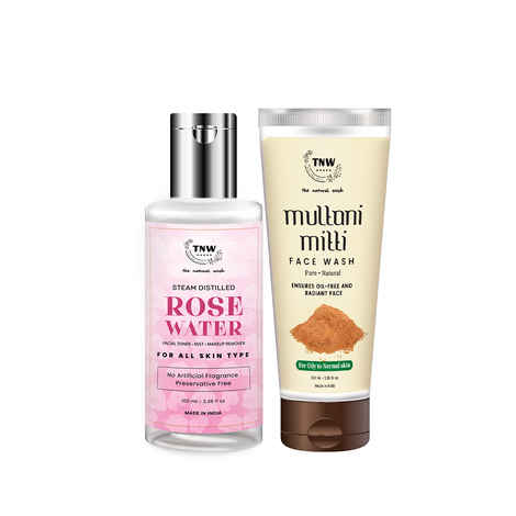 Buy TNW - The Natural Wash Steam Distilled Rose Water & Multani Mitti Face Wash Combo - Purplle