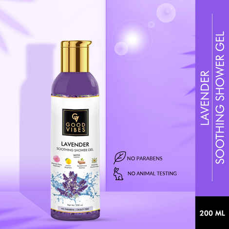 Buy Good Vibes Lavender Soothing Shower Gel | Moisturizing, Refreshing | No Parabens, No Animal Testing (200 ml) - Purplle